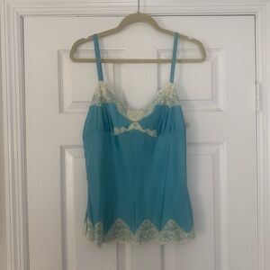 Express Design Studio Vintage Blue w/Ivory Lace Silk Camisole - large